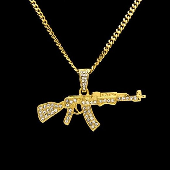AK 47 Pendant Hip Hop Chain - Picture 2 of 2